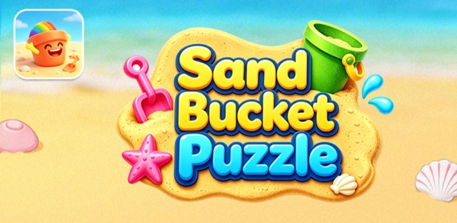 Sand Bucket Puzzle logo with beach toys