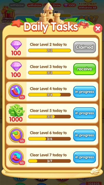 Daily Tasks rewards panel